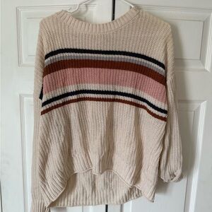 American Eagle Outfitters Pink and Brown Striped Sweater